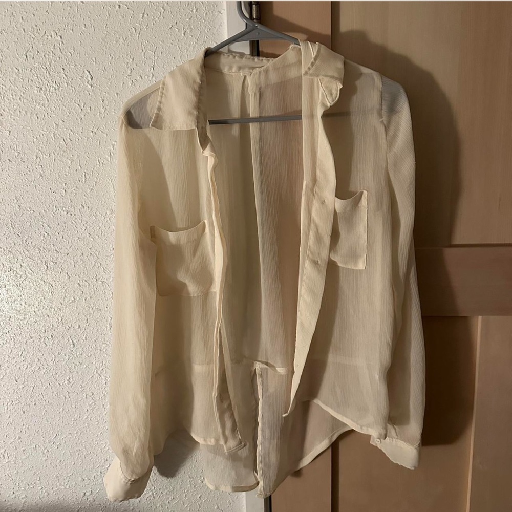 Chiffon button up top